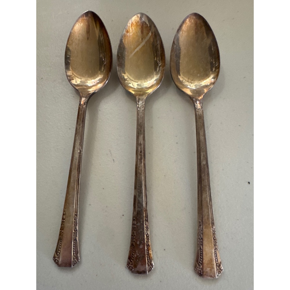 Oneida 1881 Rogers Del Mar Silverplate Serving Spoons 1939 Vintage Set of 3 6"